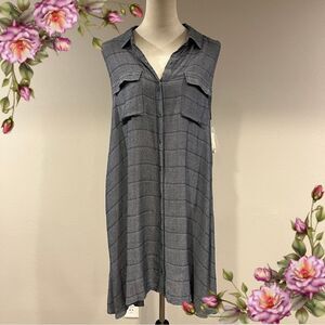 Mudd Sleeveless Blue Plaid Button Down Shirt size extra large‎